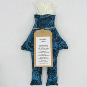 Stress Whammit Doll for Office or Home Blue Paisley 12 Inches